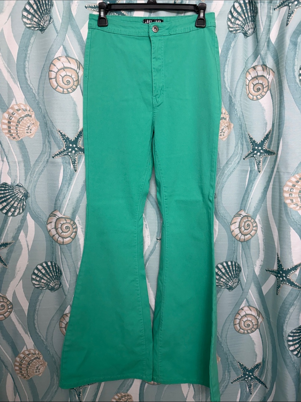 Women's Teal Green Flare Jeans - Unbranded